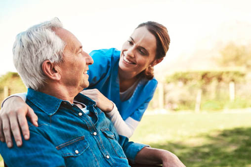 Social worker helping man